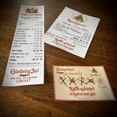 Print selv Julemandens Magiske Spor – kvitteringer og kakao-kort som bevis på julemandens eksistens og nissemagi.