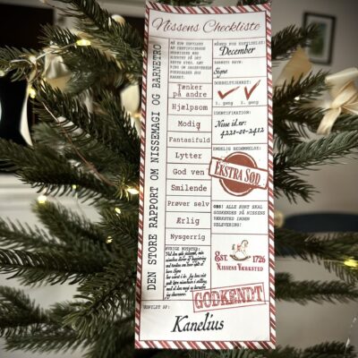 Print selv Nissens Checkliste – bevis på nissens eksistens, perfekt til kalendergave og nissemagi i december.