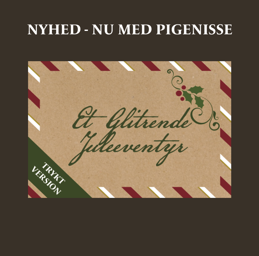 Et Glitrende Juleeventyr - Pakke m. trykte breve, bånd & manilla kort - Julekalender med 24 magiske hilsner fra en nissepige med store drømme